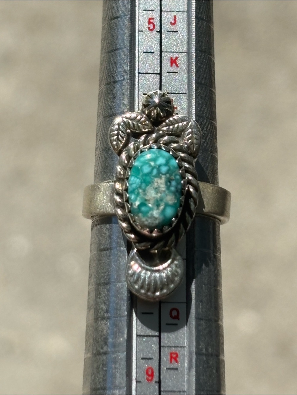 925 Sterling Silver Adjustable 6-8 Whitewater Turquoise Ring
